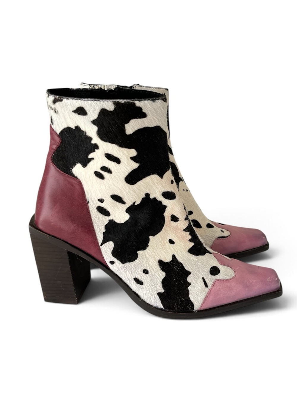 Jeffrey Campbell Calamity Western Calf Hair Two Tone Ankle Boots 7.5